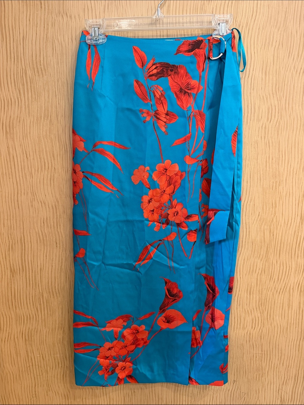 Ted Baker Turquoise & Red/Orange Floral Tie-Waist Skirt